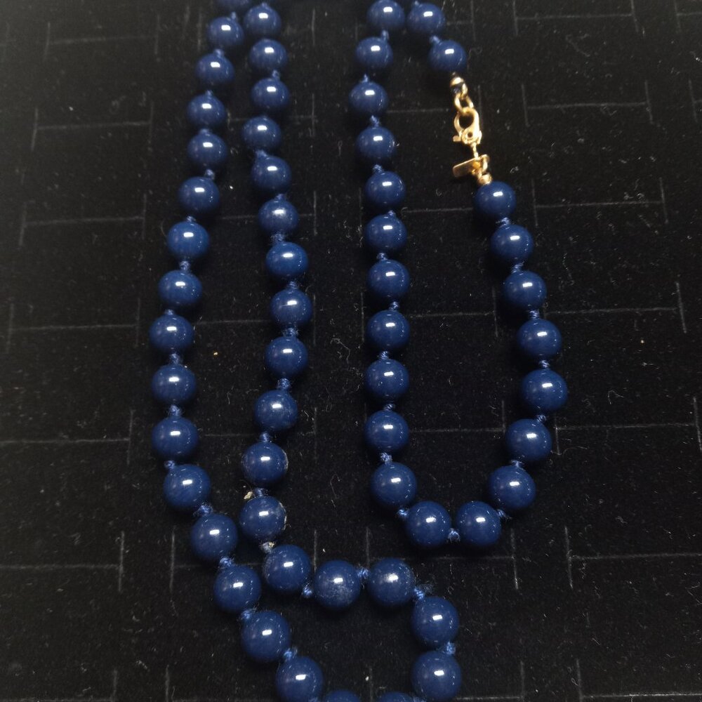 Dark blue and gold toned beeded Monet necklace